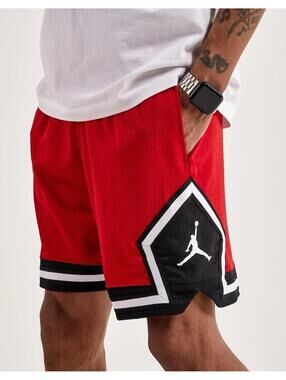Jordan Shorts Mens S Nike DriFIT Diamond Basketball Gym Red Black DX1487 687